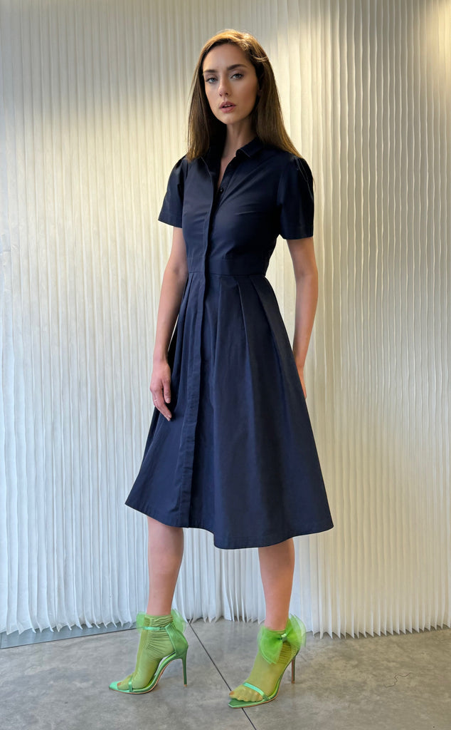 Alice Smart Shirt Dress Navy - Leblon London Ltd