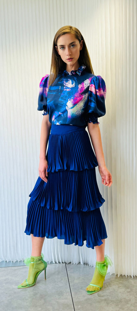 Marianna Pleated Skirt Electric Blue - Leblon London Ltd