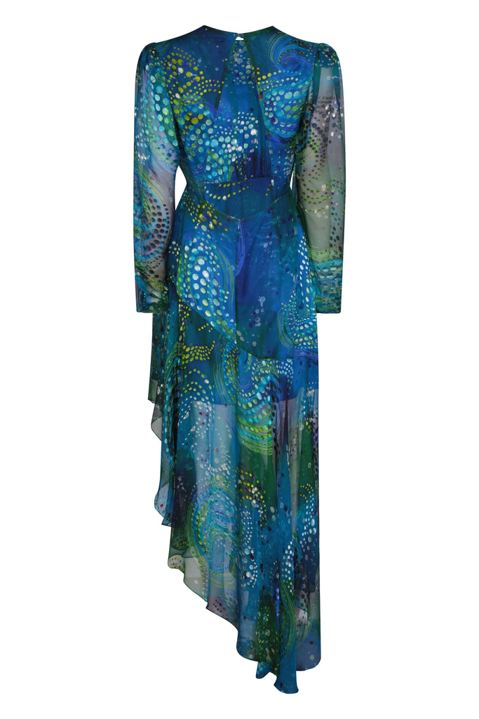 Jane Silk Dress Peacock - Leblon London Ltd