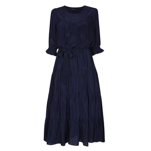 Pompeia Silk Dress Navy - Leblon London Ltd