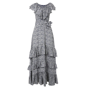 Cara Silk Dress - Leopard Blue - Leblon London Ltd