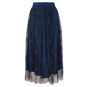 Doris Silk Skirt with French Tulle - Green - Leblon London Ltd