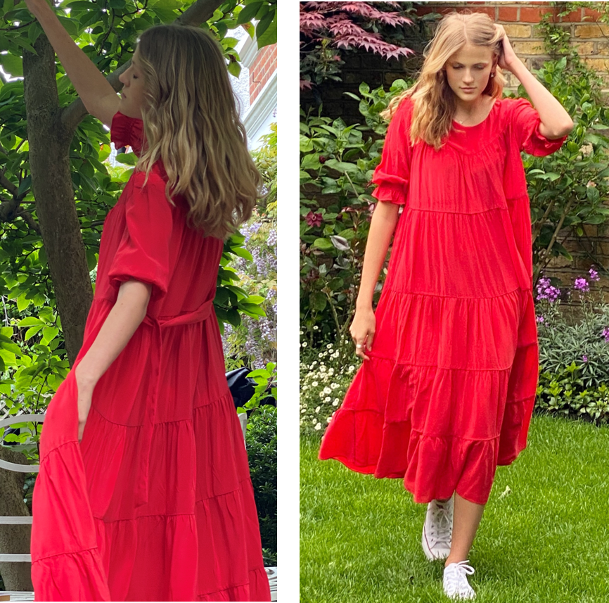 Pompeia Silk Dress - Red - Leblon London Ltd