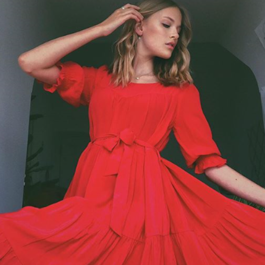Pompeia Silk Dress - Red - Leblon London Ltd