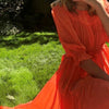 Pompeia Silk Dress - Coral Peach - Leblon London Ltd