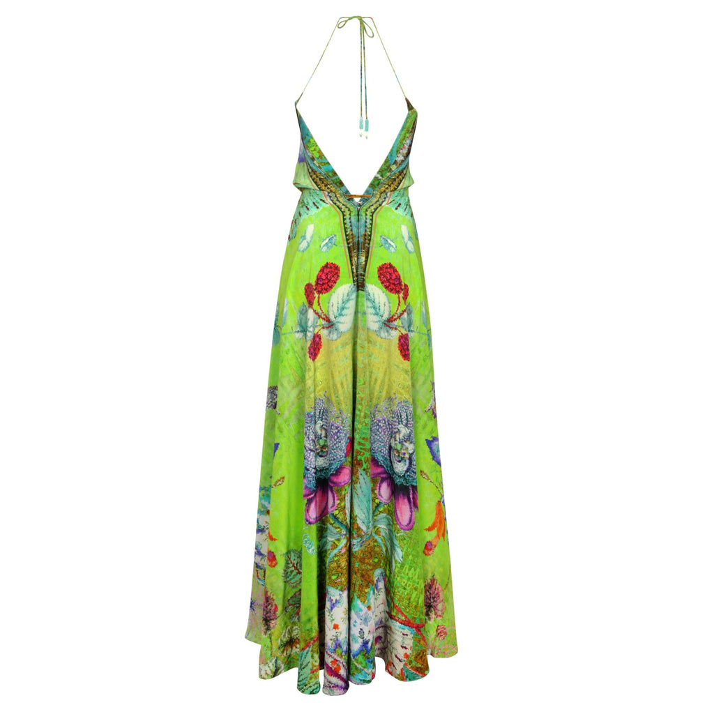 Gisele Silk Dress Green - Leblon London Ltd