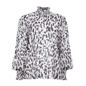 Kiara Airy Cotton Top - Printed Black - Leblon London Ltd