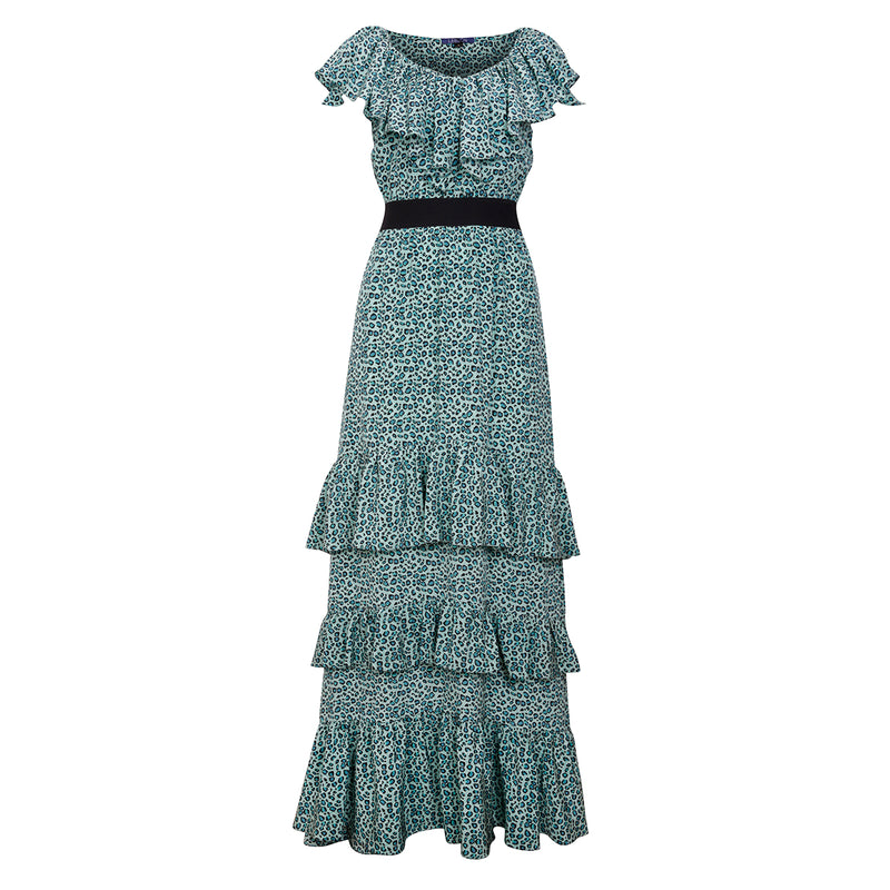 Copy of Cara Silk Dress - Leopard Green - Leblon London Ltd