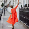 Pompeia Silk Dress - Coral Peach - Leblon London Ltd