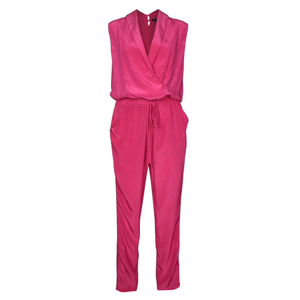 Pia Silk Jumpsuit - Hot Pink - Leblon London Ltd