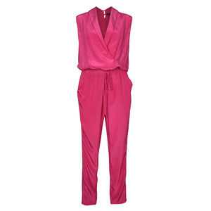 Pia Silk Jumpsuit - Hot Pink - Leblon London Ltd
