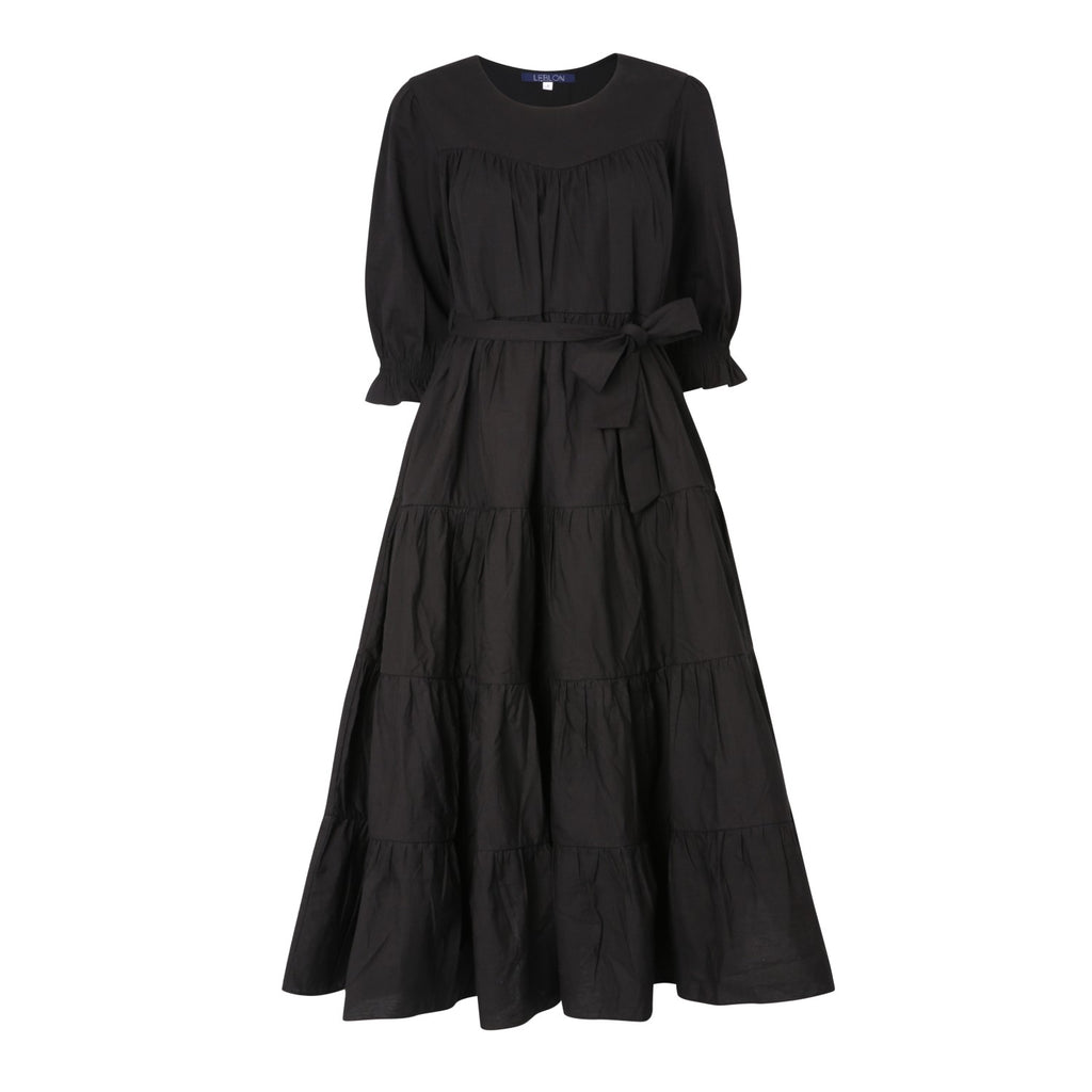 Pompeia Black in Poplin Cotton - Leblon London Ltd