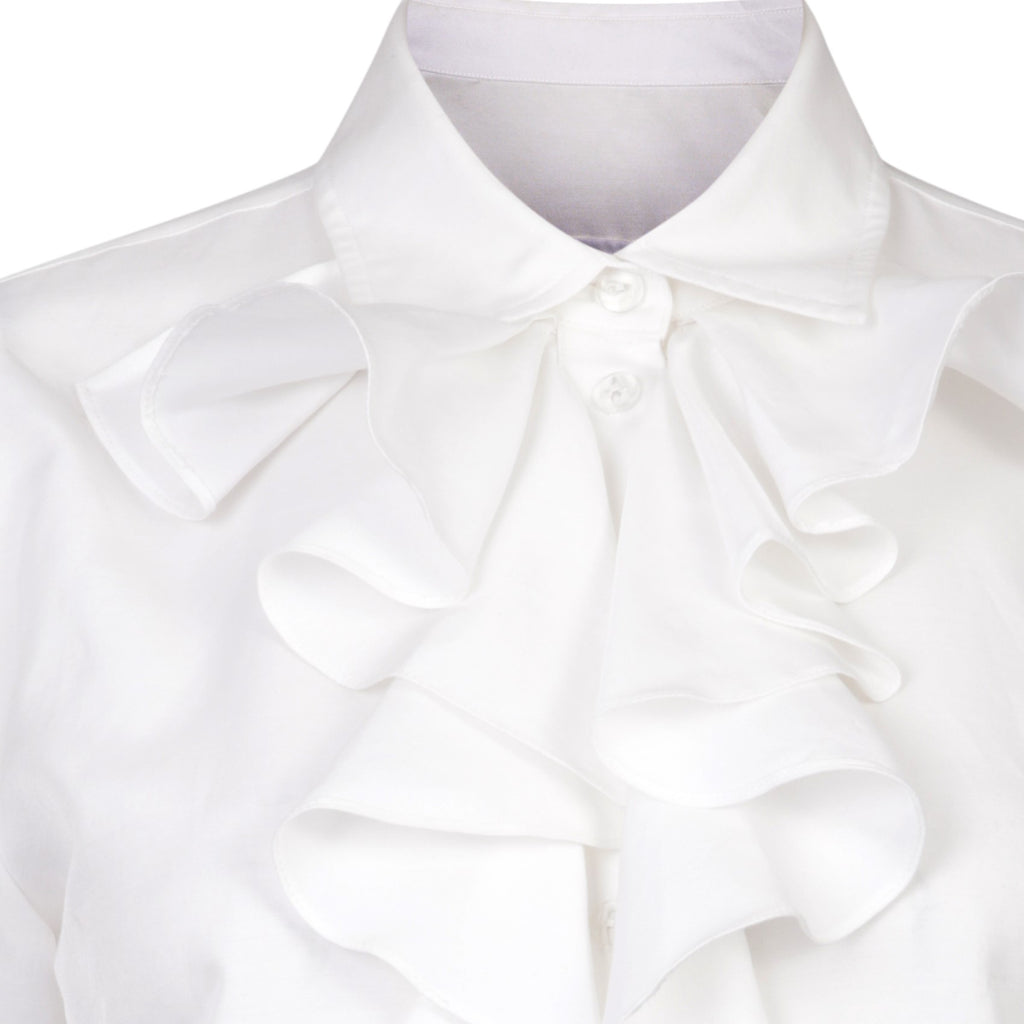 Ross Cotton Frilled Shirt in Classic White - Leblon London Ltd