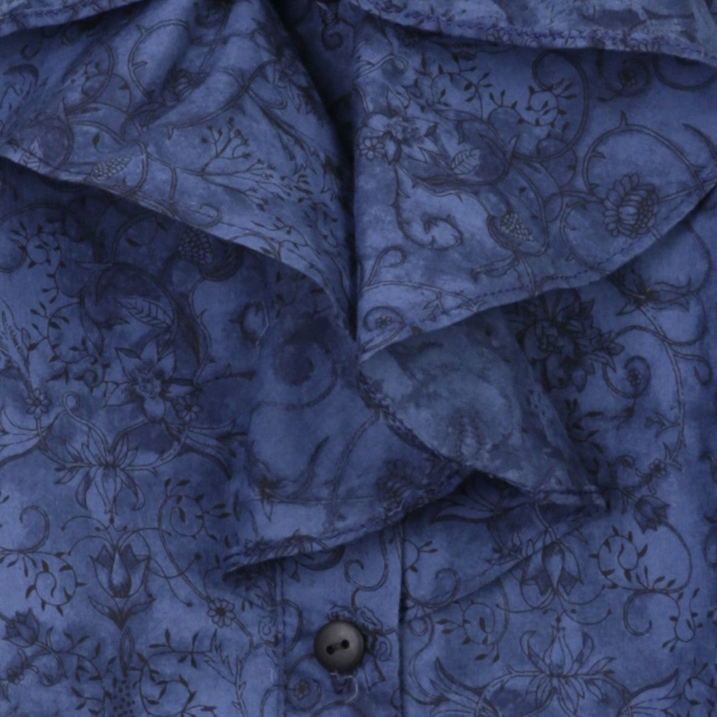Ross Cotton Frilled Shirt in Vintage Blue - Leblon London Ltd
