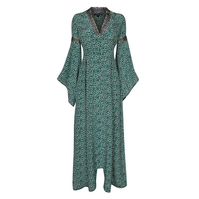 Selena Silk Dress Leopard Print - Leblon London Ltd