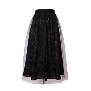 Donna Black Cotton Tulle Skirt - Leblon London Ltd