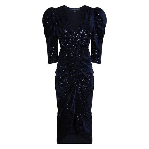 Nadine Sequin Velvet Navy  Dress - Leblon London Ltd