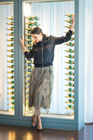 Doris Skirt Silk and Tulle Green - Leblon London Ltd