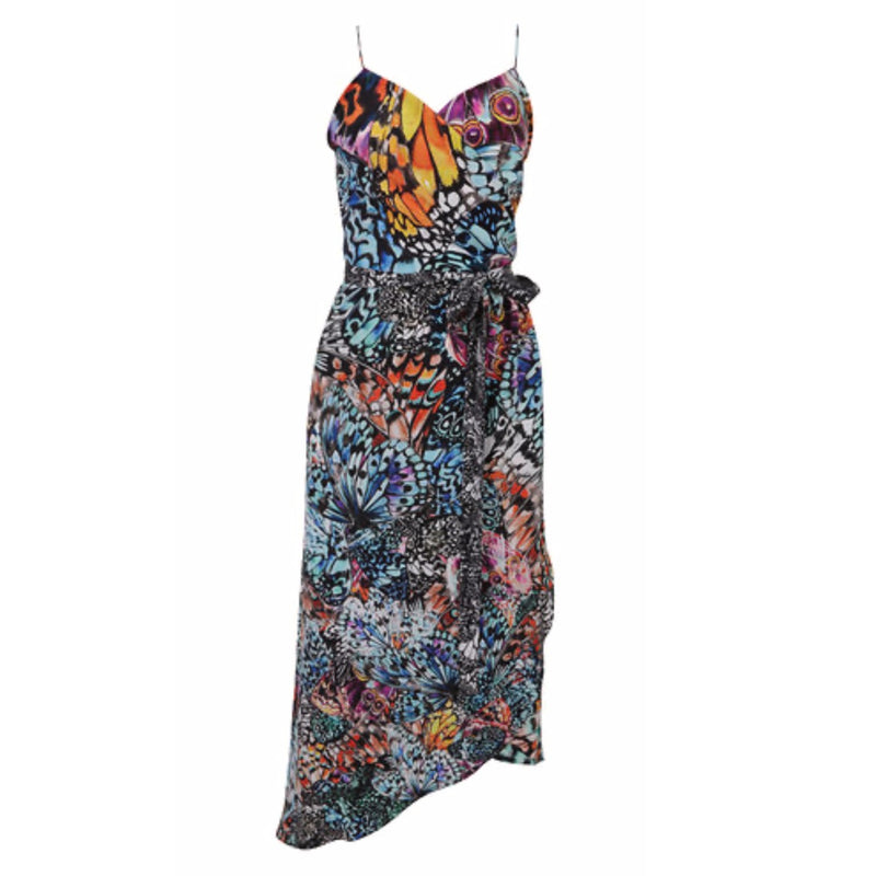 Iris Hand Printed Silk Dress - Leblon Butterfly - Leblon London Ltd